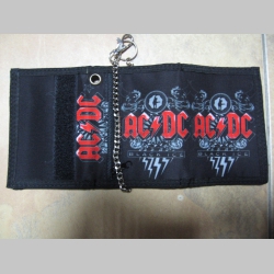 AC/DC, hrubá pevná textilná peňaženka s retiazkou a karabínkou